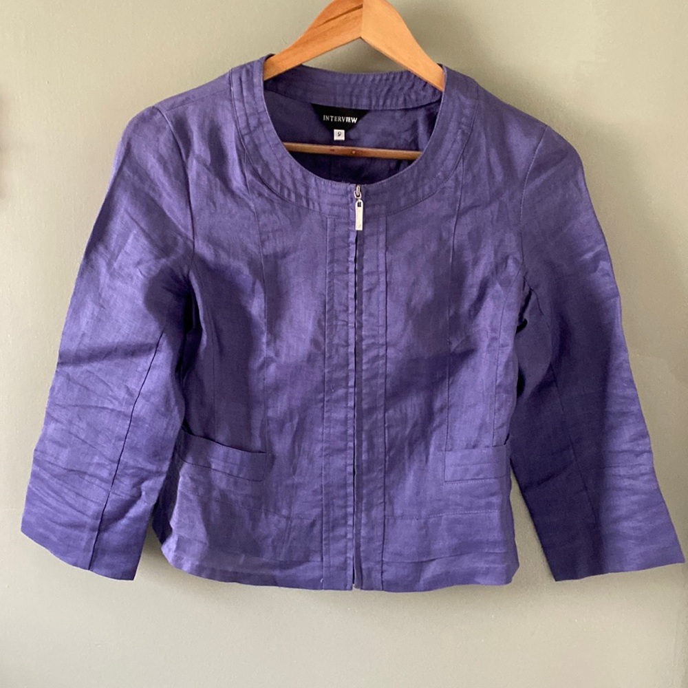 Linen cropped blazer jacket